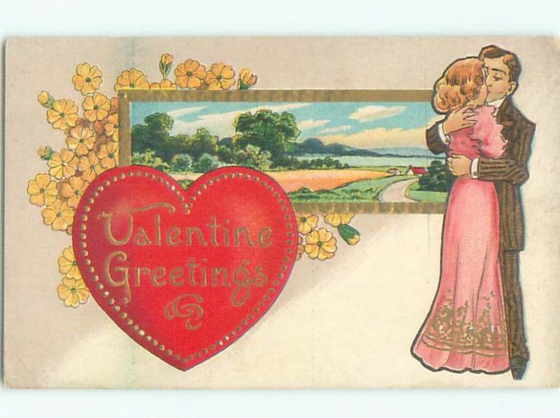 Divided-Back VALENTINE DAY SCENE Great Postcard W7840