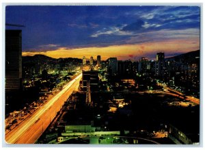 1979 Avenida Bolivar Atardecer Caracas Venezuela Vintage Posted Postcard