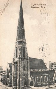 Vintage Postcard 1907 St. Pauls Church Syracuse New York N. Y.