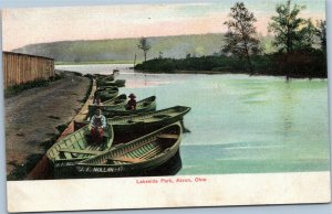 postcard Lakeside Park, Akron, Ohio - children in rowboats