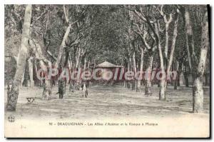 Old Postcard Draguignan Les Allees of Azemar and bandstand