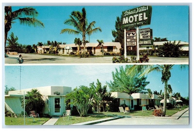 View Of Schaar Villas Motel Restaurant Delray Beach Florida Dual View Postcard 