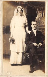 c1910 RPPC Real Photo Postcard Wedding Dress Couple Man Woman West Virginia