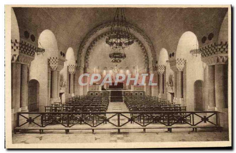 Old Postcard Douaumont Inside view of the Catholic Chapel