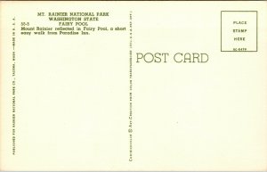 Vtg 1950s Fairy Pool Mt Rainier National Park Washington WA Unused Postcard