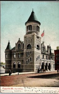 Postcard Post Office Augusta ME Maine Posted 1906 K14
