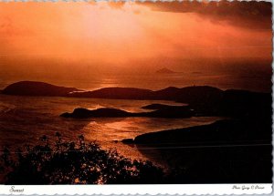 Sunset as seen from the top of the St Thomas Tramway Virgin Islands Postcard