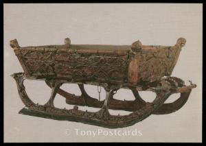 Oslo, Norway, The Viking Ships Museum - Carved sleigh from Oseberg