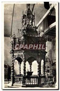 Old Postcard Guimiliau Interior of the Baptistery & # 39Eglise