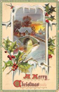 Merry Christmas c1910 Postcard by Tuck's Hoar Frost & Winter Snows