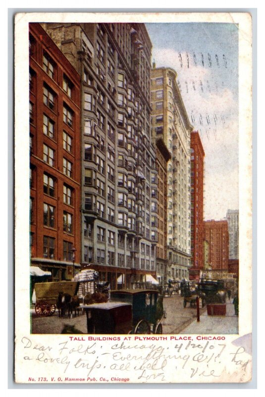 Tall Buildings at Plymouth Place Chicago Illinois IL UDB Postcard W7