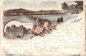 Lyon France Bridge Scenic View Antique Postcard J66255