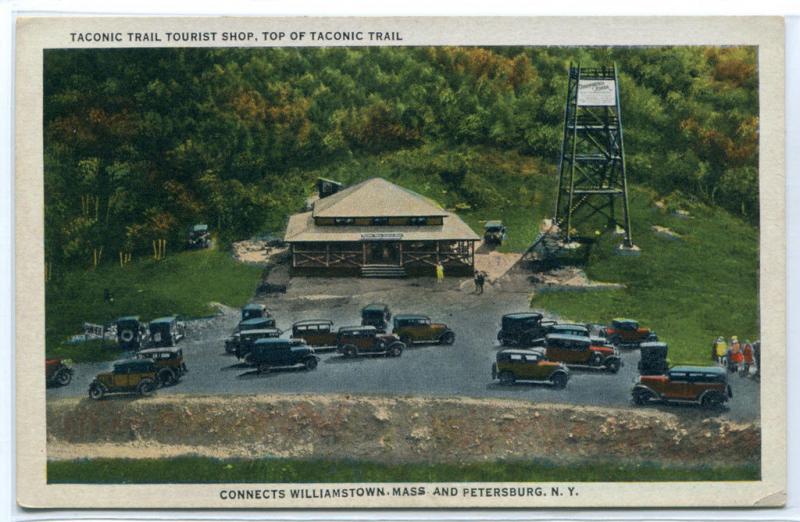 Taconic Trail Tourist Shop Summit Williamstown MA Petersburg NY 1930s postcard