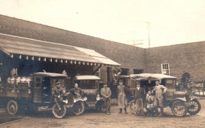 Delivery Truck Automobile Milk Man Dairy Real Photo Postcard RPPC
