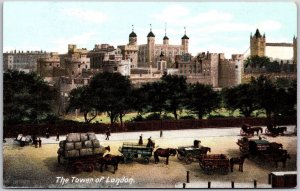 The Tower Of London England Royal Palace and Fortress Horse Carriages Postcard