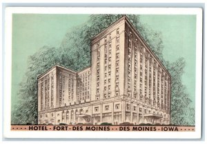 c1930's Hotel Fort Des Moines Building Des Moines Iowa IA Vintage Postcard