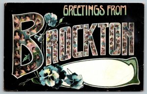 Greetings From Brockton Massachusetts Large Letter Women Babies  Postcard  1907