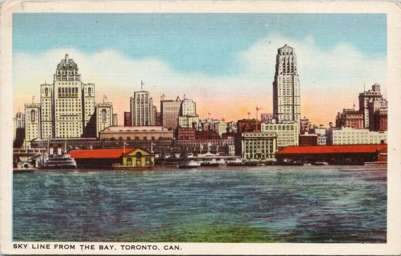 Toronto ON Skyline From The Bay c1941 Postcard G37 