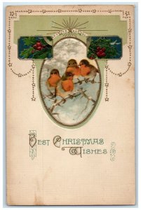 1921 Christmas Wishes Chicks Holly Berries Winsch Back Hartford CT Postcard