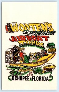OCHOPEE, Florida FL ~ Advertising WOOTEN'S EVERGLADES AIRBOAT c1970s Postcard