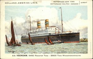 Holland Amerika Line Steamship Ship DD Veendam Nice Postal Cancel 1933