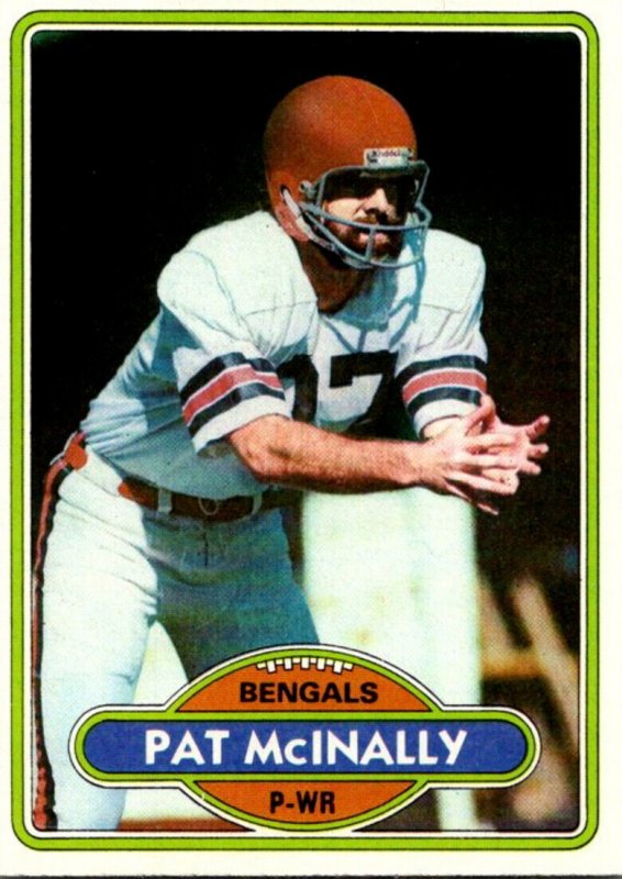 1980 Topps Football Card Pat McInally P-WR Cincinnati Bengals sun0429