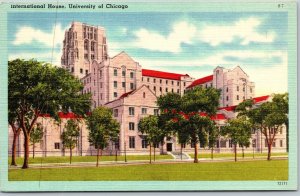 Vtg Illinois IL International House University Of Chicago 1940s Linen Postcard