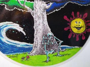 Grateful Dead Vintage Original Car Window Decal Skeleton Smoking Rainbow Tree