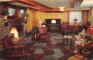 Lake Placid New York~Homestead~Lounge & Game Room~Fireplace~Piano~1986 Postcard