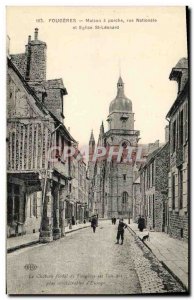 Postcard Old House porch Fougeres National Street and Church of St Leonard Ch...