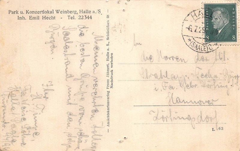 A178 Germany 1929 Restauration Garden nach Heide Restaurant postcard