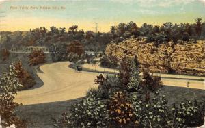 Kansas City Missouri~Penn Valley Park~Horse Carriage on Driveway~Rock Cliff~1910