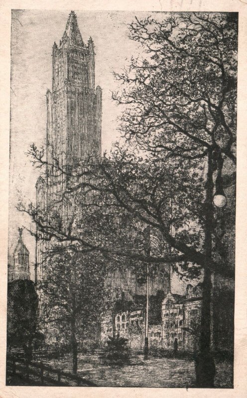 Vintage Postcard Woolworth Tower Skyscraper Building New York City Louis Cahan