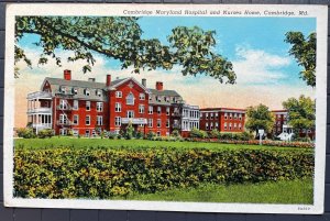 Vintage Postcard 1938 Cambridge Maryland Hospital and Nurses Home Cambridge MD