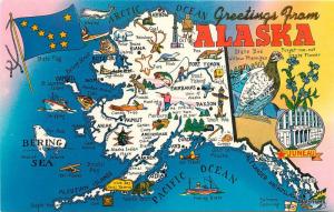 Map Attractions ALASKA Tichnor Bros Postcard 4973