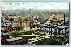 1909 Toledo Ohio OH Vintage Postcard Birds Eye View Buildings Field Road Posted