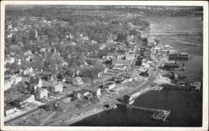 Bucksport ME Air View Waterfront and Town Vintage Postcard
