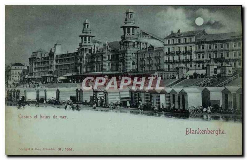 Old Postcard Blankenberghe Casino and sea bathing