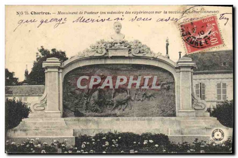 Postcard Old Chartres Shepherd Monument