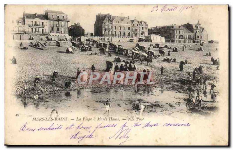 Old Postcard Mers Les Bains Plage Mary High