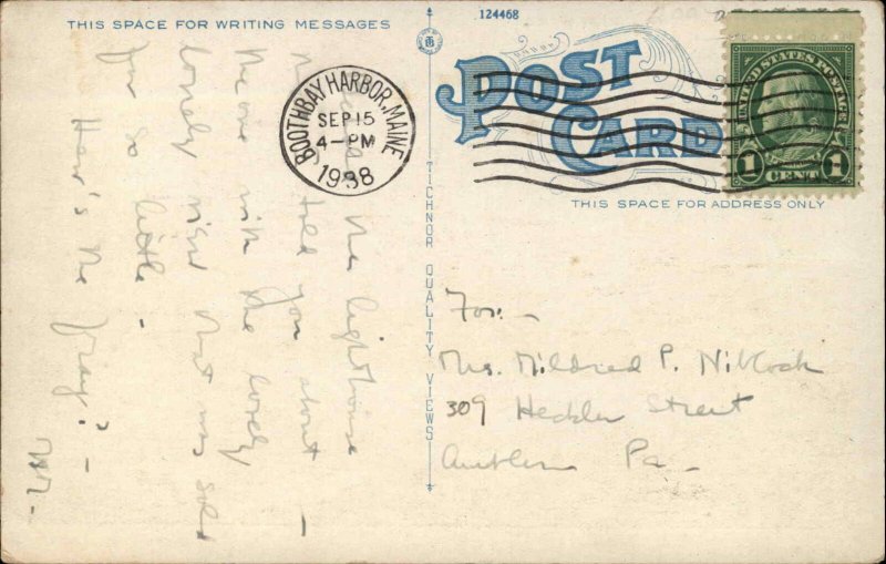 WEST SOUTHPORT ME Hendrick's Head Lighthouse Old Postcard 