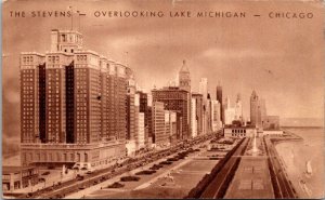 Illinois Chicago The Stevens Hotel Overlooking Lake Michigan 1940