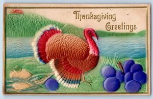 Lexington KY Postcard Thanksgiving Greetings Turkey Corn Grapes Airbrushed 1910