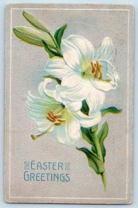 Fort Wayne IN Postcard Easter Greetings Lily Flowers Embossed 1910 Antique