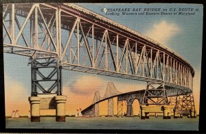 Vintage Postcard 1956 Chesapeake Bay Bridge on US Route 50, Annapolis, Maryland