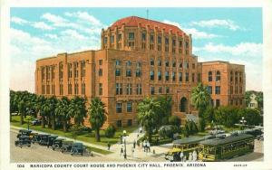 Autos Maricopa 1920s Phoenix Arizona Postcard Court House City Hall Teich 2814