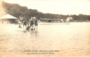 Crystal Lake MI Water Sports Note Boat, Real Photo Postcard,