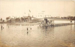 H96/ Green Bay Wisconsin RPPC Postcard c1910 Pavilion Bath Bay View Beach 146