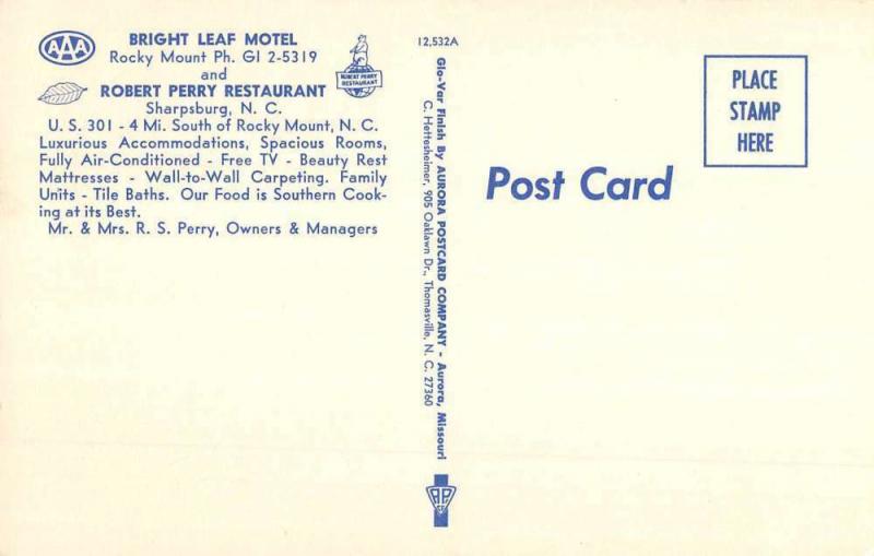 Sharpsburg North Carolina Bright Leaf Motel Multiview Vintage Postcard K55639