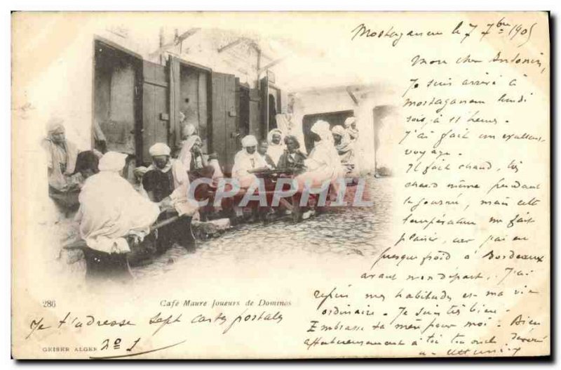 Postcard Old Algeria Cafe Maure Players Dominos
